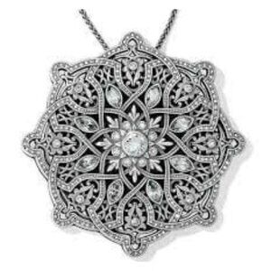 BRIGHTON MAMOUNIA Crystal Silver LARGE Pendant Convertible necklace  $188